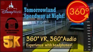 [5K 360°, 360° Audio] Tomorrowland Speedway at Night Immersive Full On-Ride POV - Magic Kingdom