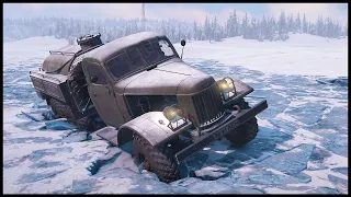 ROAD ON FROZEN LAKE! USSR CARS - SnowRunner