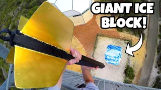 GIANT DART Vs. GIANT ICE BLOCK from 45m!