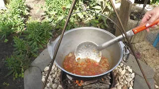 Венгерский СУП _ ГУЛЯШ БОГРАЧ _ приготовленный на костре. Hungarian SOUP - BOGRAC.