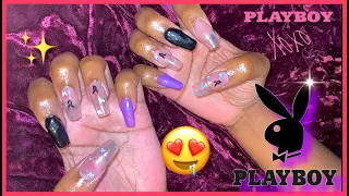 PLAYBOY BUNNY NAILS |HOW TO DO ACRYLIC NAILS AT HOME ON YOURSELF PART 2