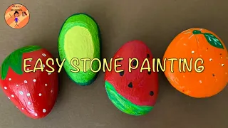 Strawberry, Avocado,Watermelon and Orange Stone Painting Tutorial. (Step by step)