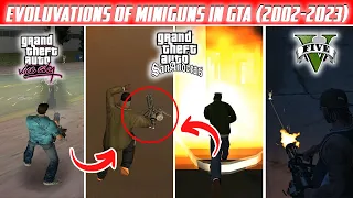 GTA EVOLUVATIONS OF MINIGUNS (2002-2023) | Minigun in GTA Games (Evolution) | GUNS LOGIC in GTA