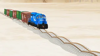 Impossible Small Up and Down Rail Tracks vs Trains crossing-Beamng Drive