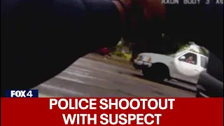 RAW: Dallas police officer shot in shootout with murder suspect