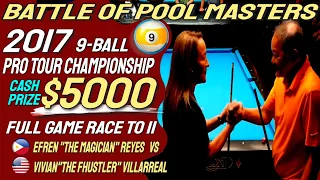 EPIC MATCH BETWEEN EFREN REYES VS VIVIAN VILLARREAL 9 BALL MATCH RACE TO 11 WIN $5000