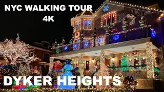 NEW YORK Walking Tour (4K)  DYKER HEIGHTS - Christmas Lights