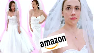 TRYING ON WEIRD AMAZON WEDDING DRESSES!