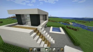 Minecraft How To Build an Easy Modern House With A Pool