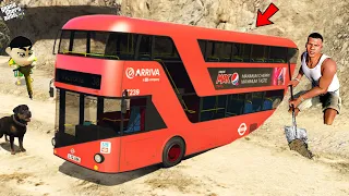 GTA 5: FRANKLIN AND SHINCHAN Found BURIED "BIGGEST DOUBLE DECKER BUS" in GTA 5! (GTA 5 mods)