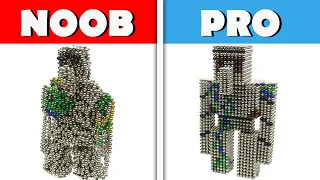 Minecraft Noob Vs Pro Vs Monster Magnets | Build Iron Golem with Magnetic Balls