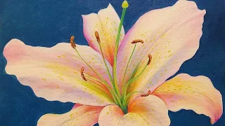 LILY Acrylic Painting Tutorial LIVE Step by Step Flower Fine Art Lesson