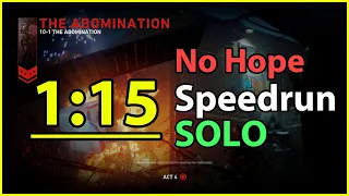 [Back 4 Blood]  1:15 No Hope Speedrun WR?, Act 4 Abomination SOLO (w/ Glitch)