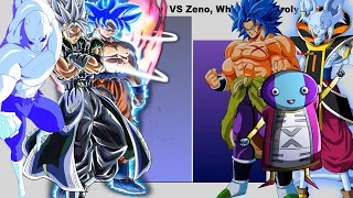 Gogito, Goku & Jiren VS Zeno, Whirus & Broly   Power Levels