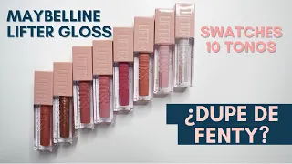 MAYBELLINE LIFTER GLOSS | DUPES DE LOS FENTY GLOSS BOMBS 😱 SWATCHES + REVIEW