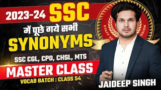 Synonyms Master Class with Test || by Jaideep sir || SSC CPO CHSL MTS...etc