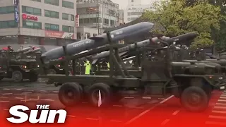 South Korea display missiles in rare military parade in Seoul