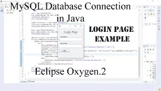 MySQL Database connection in Java using Eclipse || Login page Example || English