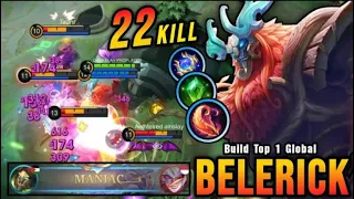 22 Kills + MANIAC!! Belerick Brutal MagicDamage Build - Build Top 1 Global Belerick ~MLBB