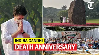 Congress workers pay tribute to former Prime Minister Indira Gandhi on her 36th death anniversary