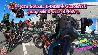 TEAM ECS joins Gotham EBikes and SurronNYC group ride with over 60 PEV's