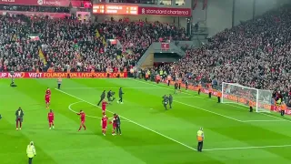 Liverpool Player and Klopp Celebration with the Fans after beating Manchester United