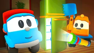 Funny cartoons full episodes & learning videos for kids - Leo the Truck & a flashlight.