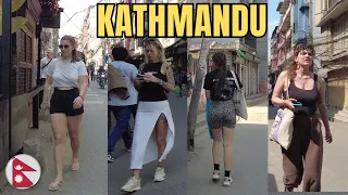 Kathmandu City TOURISTS Crowd in OLD BAZAAR Area Walking Tour in NEPAL 2024