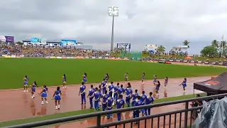 Natabua High School cheerleaders performance at the HFC Bank Stadium for 2023 Fiji Finals