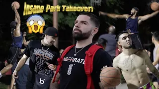 Insane Park Takeover 5v5 Basketball! Fight Almost Breaks Out!