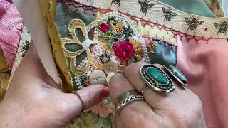 Crazy Quilt Friday~ Embellishing a Rose Quilt Block ~ DancesWithPitBulls ~