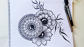 flower MANDALA ART //  how to draw MANDALA ART for beginners step by step // @Prothas-Art