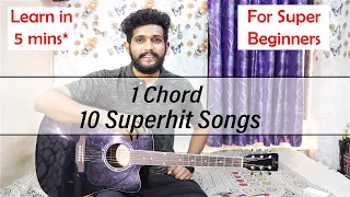 1 Chord 10 Guitar songs MASHUP Lesson | Bollywood/Hindi Songs Mashup | One chord