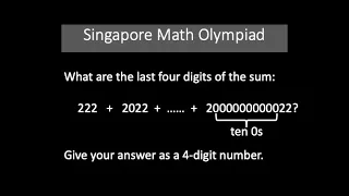 Singapore Math Olympiad Challenge! Can You Solve It?