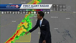 Severe thunderstorms moving through the Kansas City metro area