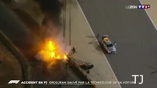 Romain Grosjean Crash Bahreïn - 20h TF1(29/11/2020)