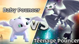 Baby Pouncer vs Teenage Pouncer - Dragons Comparison Showcase | Dragons: Rise of Berk