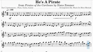 He's a Pirate from Pirates of the Caribbean - Movies and Shows - Play Along for C Instruments