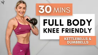 30 Min Full Body KNEE FRIENDLY Kettlebell & Dumbbell | No Repeats (Warm Up Included)