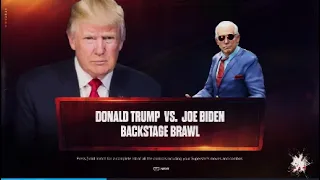 WWE2K24 Donald Trump vs Joe Biden backstage brawl