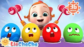 Surprise Eggs Song | Learn Colors and Vehicles for Kids + More LiaChaCha Nursery Rhymes & Baby Songs