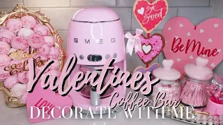 Decorate my coffee bar with me for Valentine's day 2023 ALL DOLLAR TREE! | Pink girly Spring ideas
