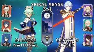 Spiral Abyss 3.4 Sucrose National & Ayato Taser F2P