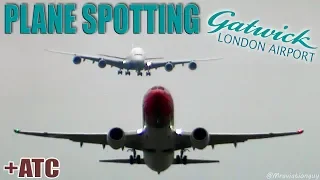 Plane Spotting at London Gatwick Airport | Heavy Landings & Takeoffs 747 (A380 787 777 767 with ATC)