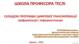 Складові програми цифрової трансформації. Цифровізація і інформатизація