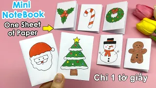 Làm sổ tay mini chỉ 1 tờ giấy | sổ tay Noel | DIY mini Notebook