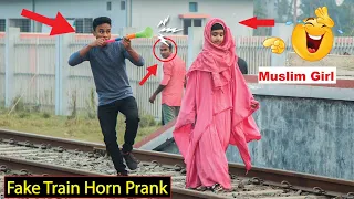 Train Horn Scare Prank On Public - Best Funny Videos 2021