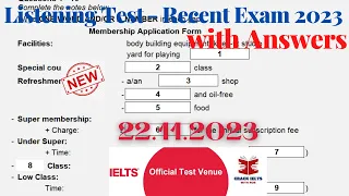 IELTS Listening Actual Test 2023 with Answers | 22.11.2023