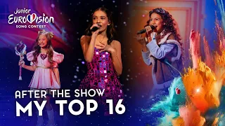 Junior Eurovision 2023: MY TOP 16 (After the Show)