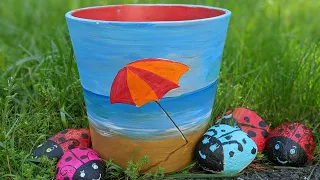 Pot Painting - Terracotta - Beach (Malayalam)